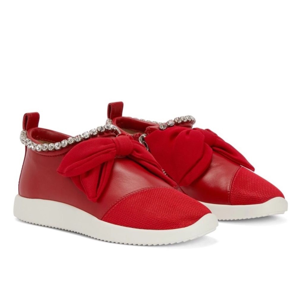 Giuseppe Zanotti red bow sneakers with Swarovski crystals 36.5 $785